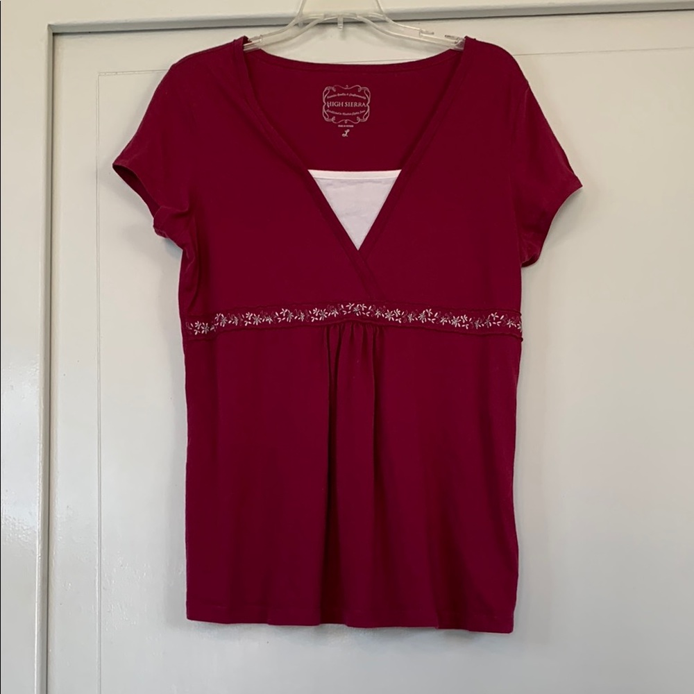 Women's Red Short Sleeve Top